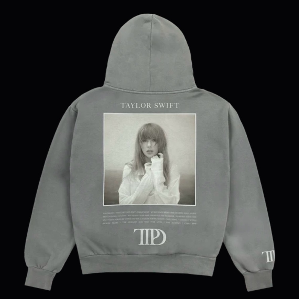 Taylor Swift The Tortured Poets Department Gray Hoodie -Size Large-